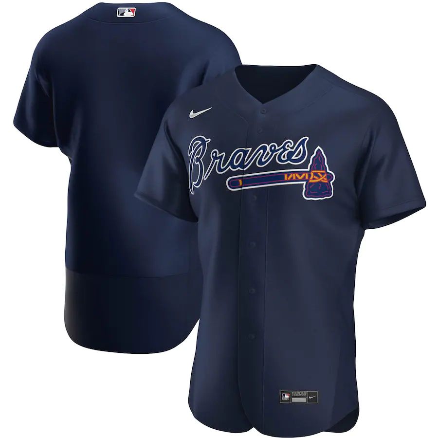 Mens Atlanta Braves Nike Navy Alternate Authentic Team MLB Jerseys 1->atlanta braves->MLB Jersey